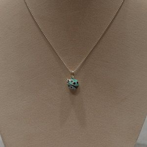 Tiffany and Co Sterling Silver & Tiffany Blue Lady Bug Pendant Necklace